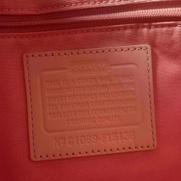 Coach Coral Signature Canvas Shoulder Bag with Cream Trim - Picture 5 of 7